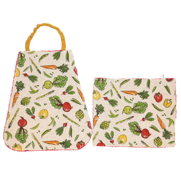 Ensemble Bavoir de maternelle et set de table "Au marché"